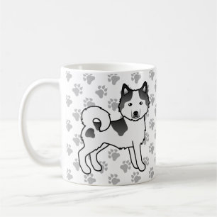 Caneca De Café Cachorro e patas, de raça negra, malamute, no Ala