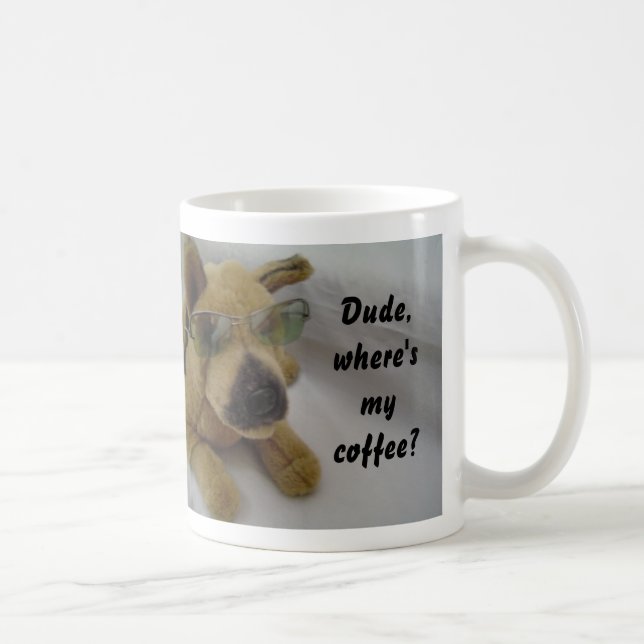 Caneca De Café Cachorro Engraçado com Café Dizendo (Direita)