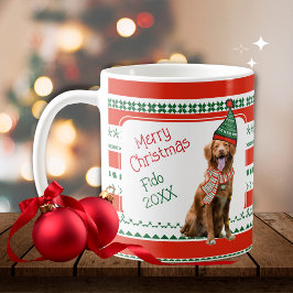 Caneca De Café Cachorro Engraçado com Elf Hat e Scarf Red Green P