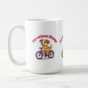 Caneca De Café **Cachorro Engraçado de Ciclismo – Cachorro Fofo A
