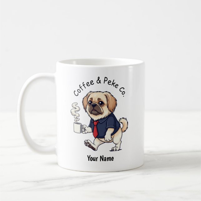 Caneca De Café Cachorro Engraçado de Terno de Negócios Café de Pe (Esquerda)