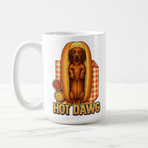 Caneca De Café Cachorro Engraçado Hot Dawg Paródia de Cachorro-Qu