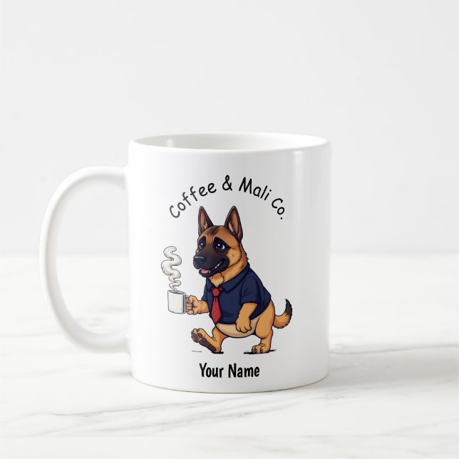 Caneca De Café Cachorro engraçado Malinois belga Terno de negócio (Esquerda)