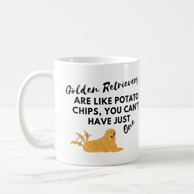 Caneca De Café Cachorro Engraçado: Ouros são como Batatas (Esquerda)