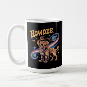 Caneca De Café Cachorro Espacial Caubói Engraçado Retriever Doura