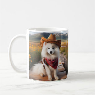 Caneca De Café Cachorro esquimó americano Vestindo chapéu de cowb