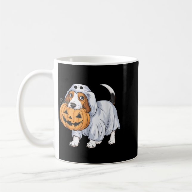 Caneca De Café Cachorro Fantasma Beagle Halloween (Esquerda)