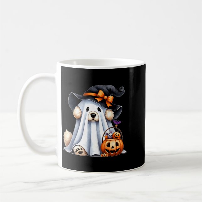Caneca De Café Cachorro Fantasma de Halloween (Esquerda)