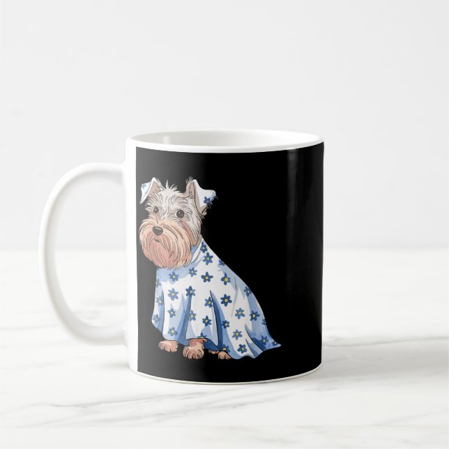 Caneca De Café Cachorro Fantasma de Halloween Com Flores Engraçad (Esquerda)