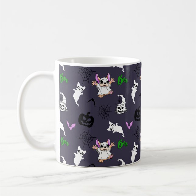 Caneca De Café Cachorro fantasma fofo Bulldog Francês morcego abó (Esquerda)