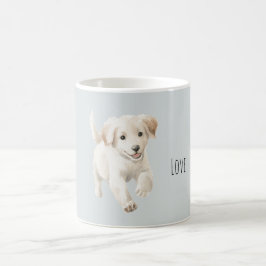 Caneca De Café Cachorro Feliz Branco Azul