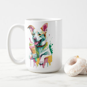 Caneca De Café Cachorro feliz comendo um sorvete