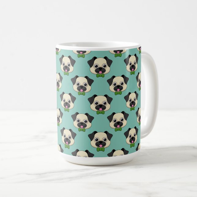 Caneca De Café Cachorro Feliz e Bonito com Papillon (Frente Esquerda)