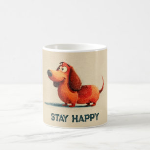 Caneca De Café Cachorro Feliz Tay – Arte de Citação Positiva Fofa