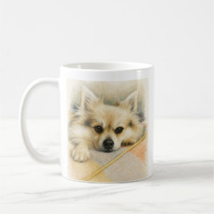 Caneca De Café Cachorro Fofinho – Retrato de Pomerânia Chihuahua