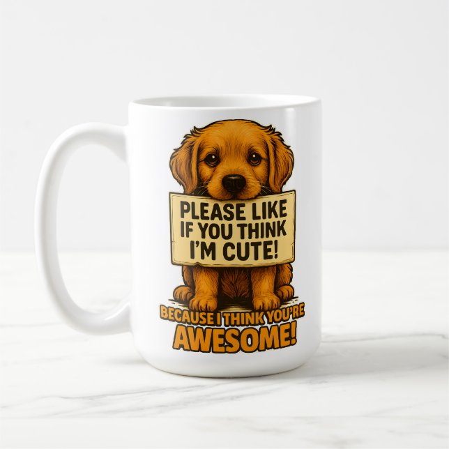 Caneca De Café Cachorro Fofo, Citação Divertida de Amante de Cães (Esquerda)
