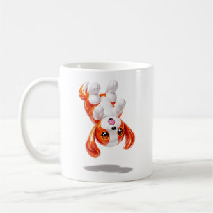 Caneca De Café Cachorro fofo levitando com a cabeça virada para b