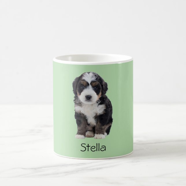 Caneca De Café Cachorro Fotográfico Personalizado - Verde Pastel  (Centro)