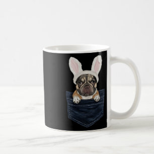 Caneca De Café Cachorro francês bonitinho chapéu de coelho no bol