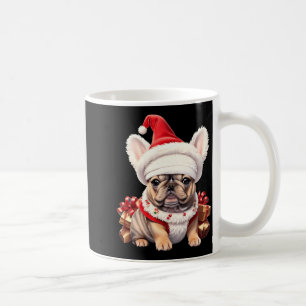 Caneca De Café Cachorro francês bonitinho chapéu de Papai Noel Ca