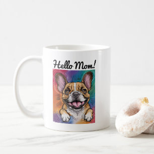 Caneca De Café Cachorro Francês Feliz Colorido Personalizado
