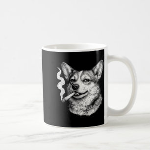 Caneca De Café Cachorro fumando cigarro meme engraçado de corgi d