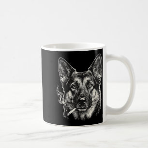 Caneca De Café Cachorro fumando cigarro meme engraçado de pastor 