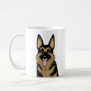 Caneca De Café Cachorro German shepherd preto e bronzeado