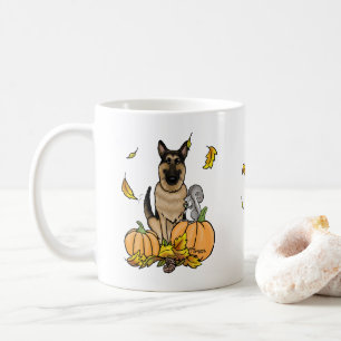 Caneca De Café Cachorro German shepherd Queda (bronzeado preto)