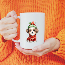 Caneca De Café Cachorro giro no chapéu de Natal