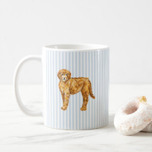 Caneca De Café Cachorro Golden Doodle Pintura Faixa Azul
