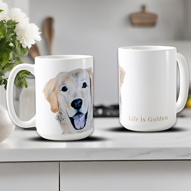 Caneca De Café Cachorro Golden Retriever Aquarela (Criador carregado)