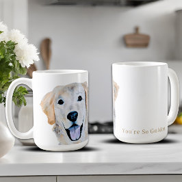 Caneca De Café Cachorro Golden Retriever Aquarela