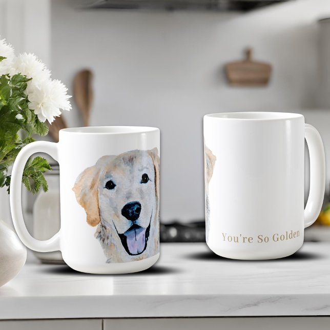 Caneca De Café Cachorro Golden Retriever Aquarela (Criador carregado)