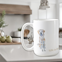 Caneca De Café Cachorro Golden Retriever Aquarela