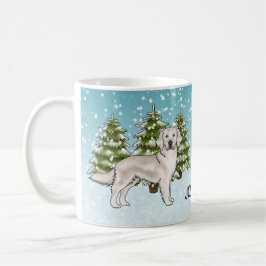 Caneca De Café Cachorro Golden Retriever Creme Natal Nome Persona
