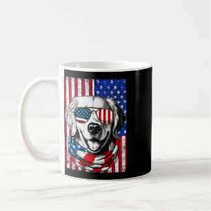 Caneca De Café Cachorro Golden Retriever do Dia 4 de Julho Bandei
