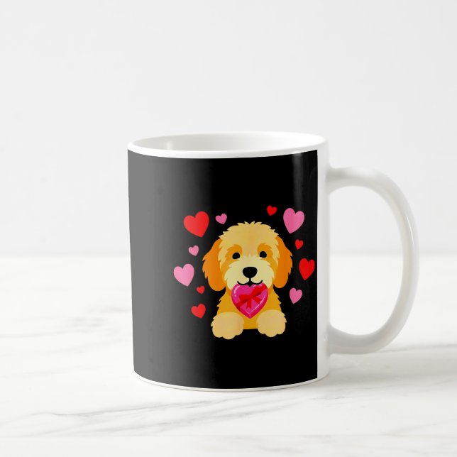 Caneca De Café Cachorro Goldendoodle Fofo Cupido do Dia dos Namor (Direita)