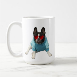 Caneca De Café Cachorro-Grande Francês Corta Cachorro Vermelho Az