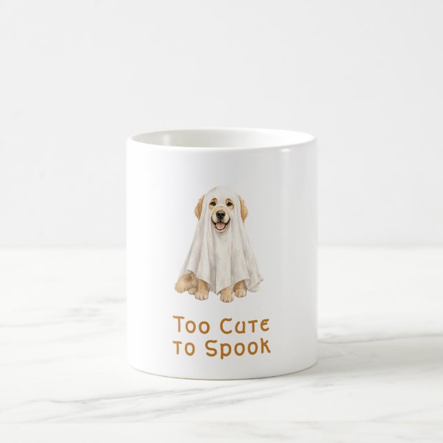 Caneca De Café Cachorro Halloween Fantasma Bonito Retriever Doura (Centro)