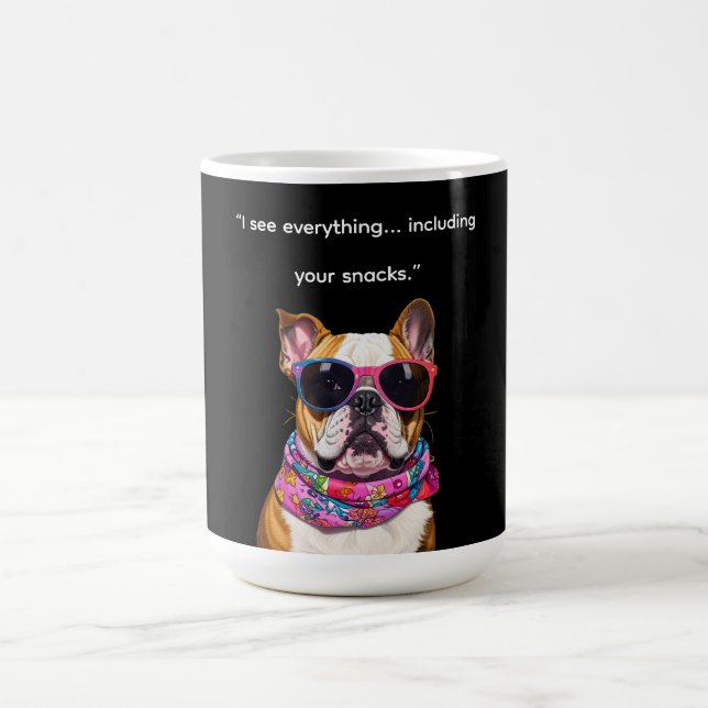 Caneca De Café Cachorro Inteligente com Óculos – Citação Engraçad (Centro)