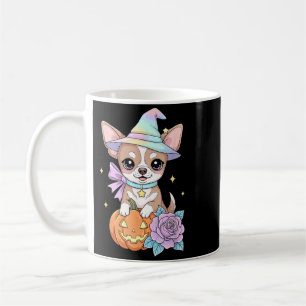 Caneca De Café Cachorro Kawaii Chihuahua Bruxa Abóbora Halloween