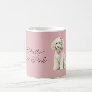 Caneca De Café Cachorro Labradoodle Branco Laços Rosa
