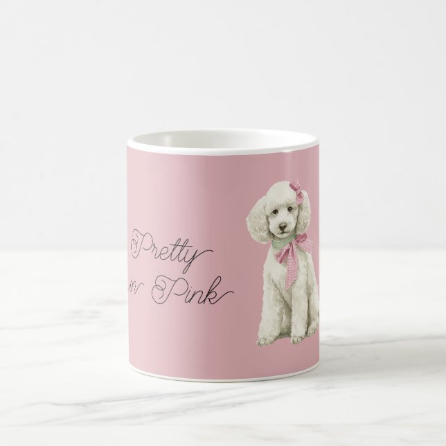 Caneca De Café Cachorro Labradoodle Branco Laços Rosa (Centro)
