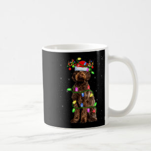 Caneca De Café Cachorro Labradoodle Iluminação de Natal Papai Noe