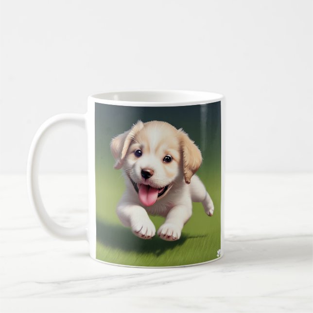 Caneca De Café Cachorro Labrador Cachorrinho Personalizado (Esquerda)