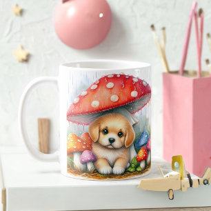 Caneca De Café Cachorro Labrador Cachorro Sob Guarda-chuvas
