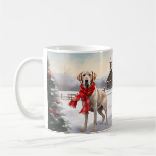 Caneca De Café Cachorro Labrador no Natal da Neve