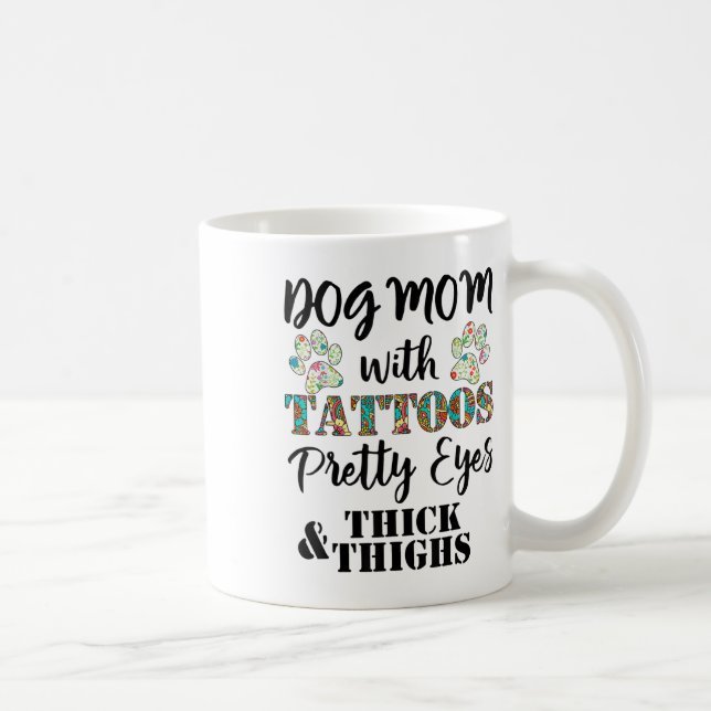 Caneca De Café Cachorro Mãe Com Tatuagens Olhos Bonito Espessos E (Direita)