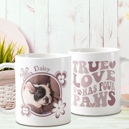 Caneca De Café Cachorro Mãe Cor-de-rosa Flores Tipografia Persona